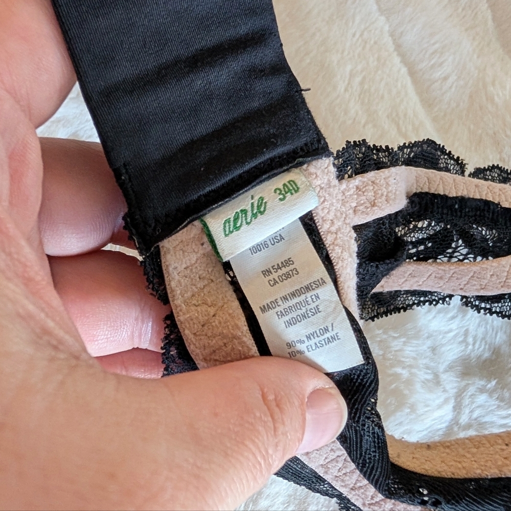 Aerie Black Lace Racerback Push-Up Bralette 34D - Picture 5 of 7